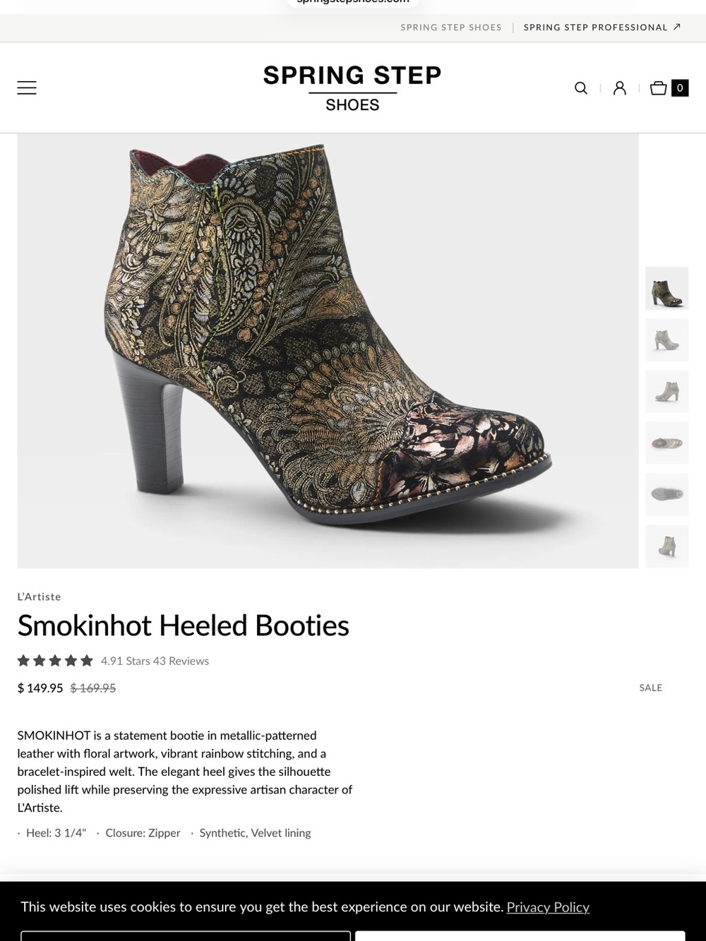 L'ATISTE Metallic Floral Embroidered Heeled Ankle Booties - Gold Multi